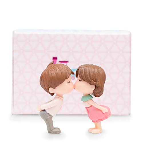 iDream Adorable Couple Resin Showpiece Miniatures – Romantic Home Decor, Cute Love Figurines for Table, Car Dashboard, Gift for Couples, Anniversary, Birthday, Valentine’s Day (White & Pink) - Image 3