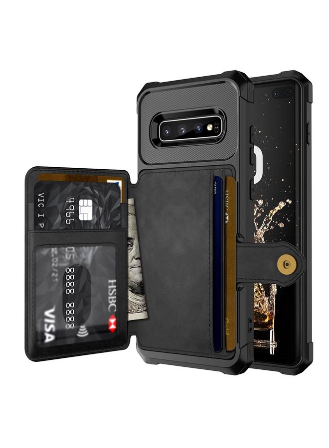 اس-توب جراب لهاتف Samsung Galaxy S10+ محفظة مغناطيسية وحقيبة بطاقات جلدية - Image 1