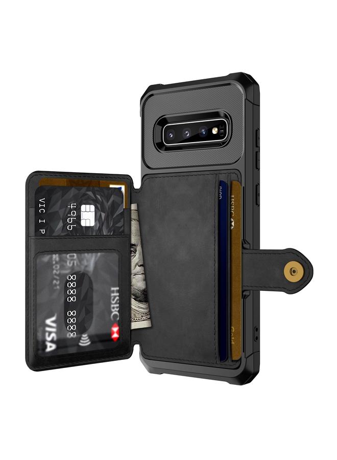 اس-توب جراب لهاتف Samsung Galaxy S10+ محفظة مغناطيسية وحقيبة بطاقات جلدية - Image 2