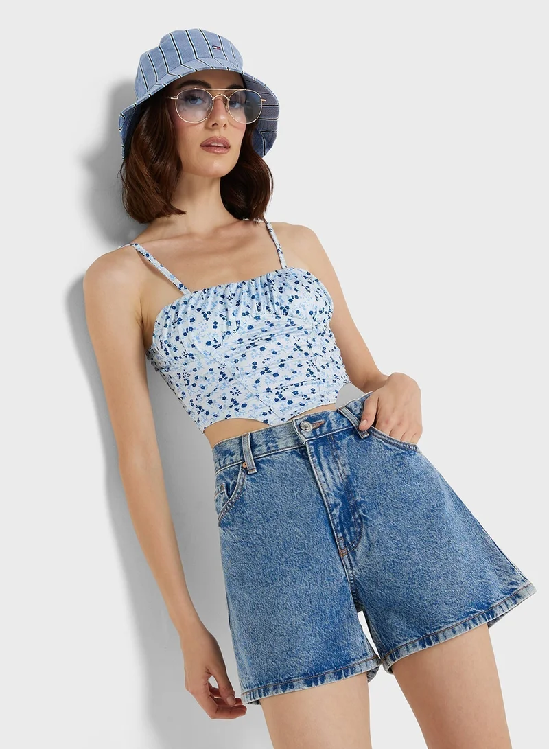 جينجر بلوزة بتصميم كورست بطبعة زهور