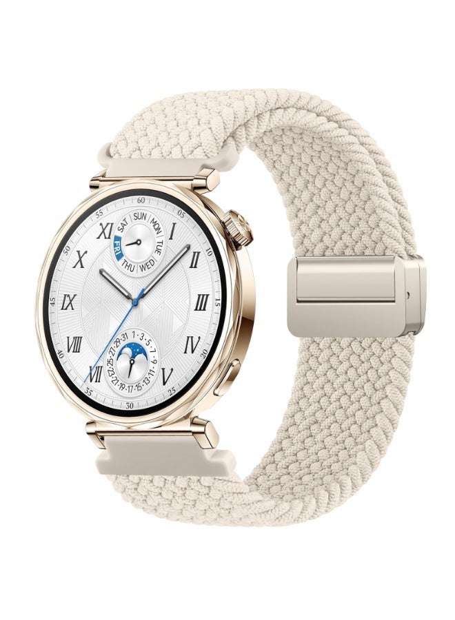 شيك فايب Nylon Watch Straps for Huawei Watch GT6/GT5/GT4 41mm Strap,18mm Elastic Adjustable Stretchy Braided Sport Bands for Huawei Watch GT6/GT5/GT4 41mm / GT 5 pro 42mm, Starlight - Image 1