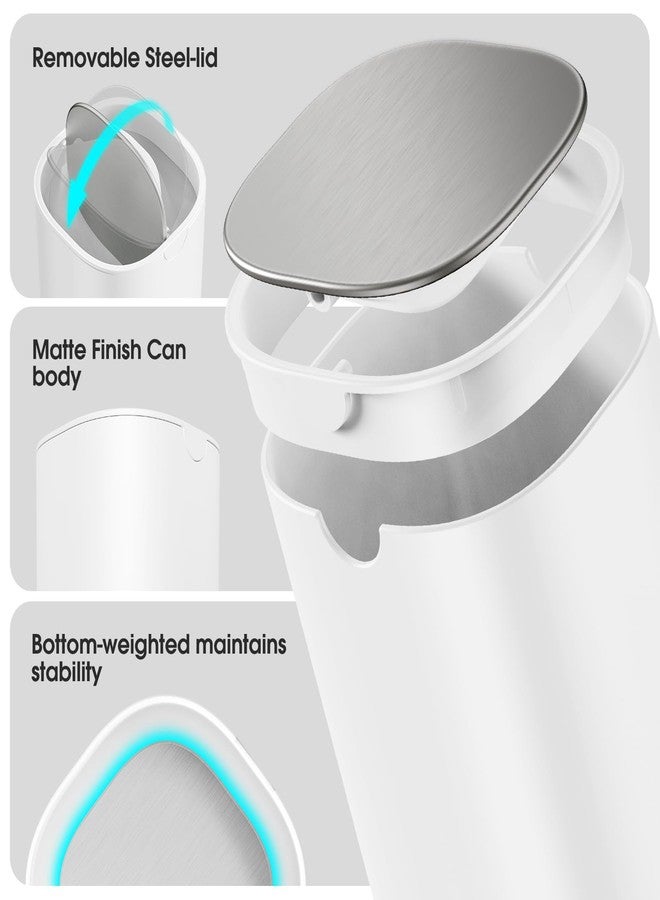 CEROELDA Mini Desktop Trash Can with Swing-Top Lid, 0.4 Gal/1.5L Tabletop Trash Can, Small Wastebasket for Bathroom Countertop, Vanitie, Coffee Area, or Office (White) - Image 5