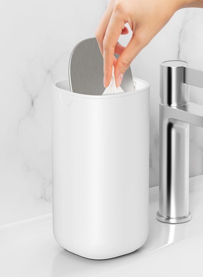CEROELDA Mini Desktop Trash Can with Swing-Top Lid, 0.4 Gal/1.5L Tabletop Trash Can, Small Wastebasket for Bathroom Countertop, Vanitie, Coffee Area, or Office (White) - Image 2