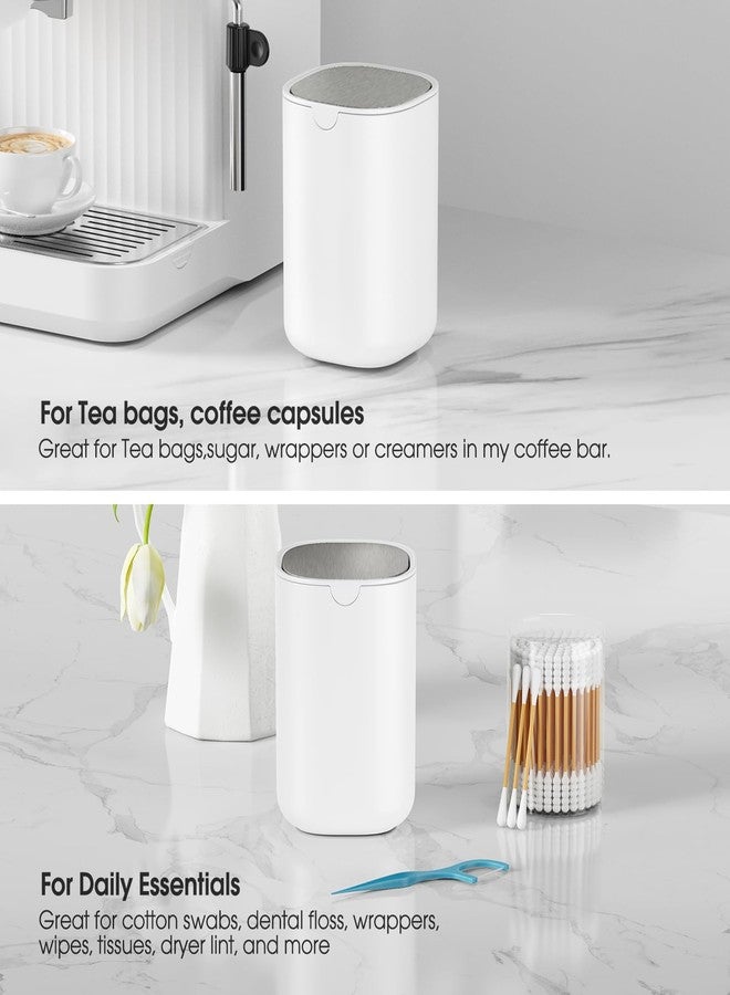 CEROELDA Mini Desktop Trash Can with Swing-Top Lid, 0.4 Gal/1.5L Tabletop Trash Can, Small Wastebasket for Bathroom Countertop, Vanitie, Coffee Area, or Office (White) - Image 3