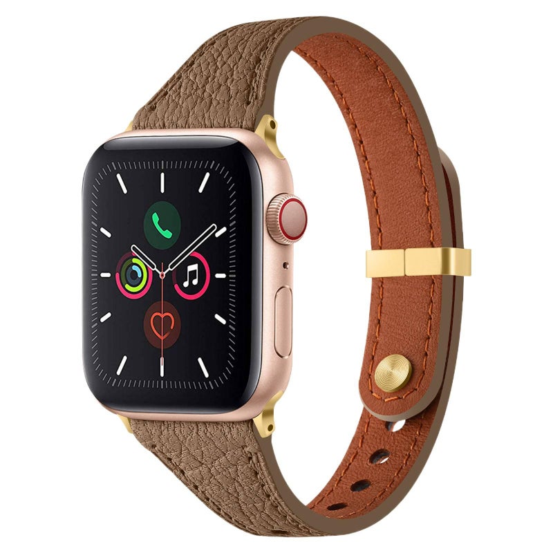 سوار ساعة ذكية باللون أسود قابل للتعديل سوار جلدي كلاسيكي متوافق مع Apple Watch 38/40/41/42/44/45/49mm بملاءمة قابلة للتعديل وحزام بديل - Image 4