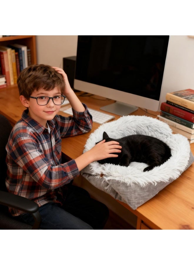 Bukela Self Warming Cat Bed, Washable Soft Pet Cushion, Sleep House, Thermal Comfort Design, Portable Relaxation Spot, Indoor Outdoor Pet Accessory, for Winter Travel Car Desk Couch Chair Room - Image 3