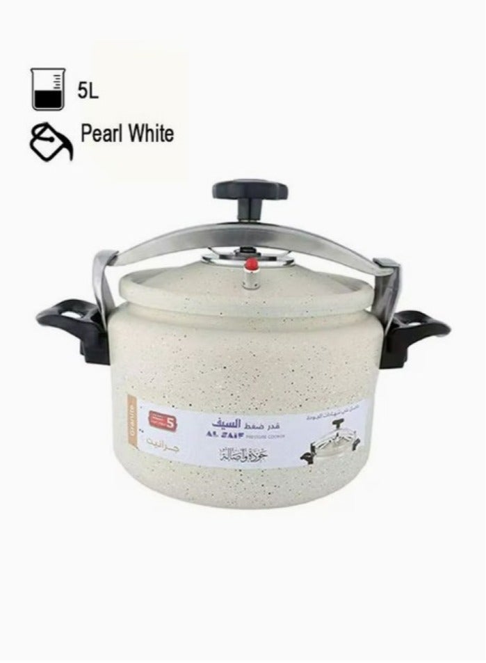 Alsaif 5Liters Aluminium Granite Pressure Cooker Beige K98005/PW Beige - Image 2