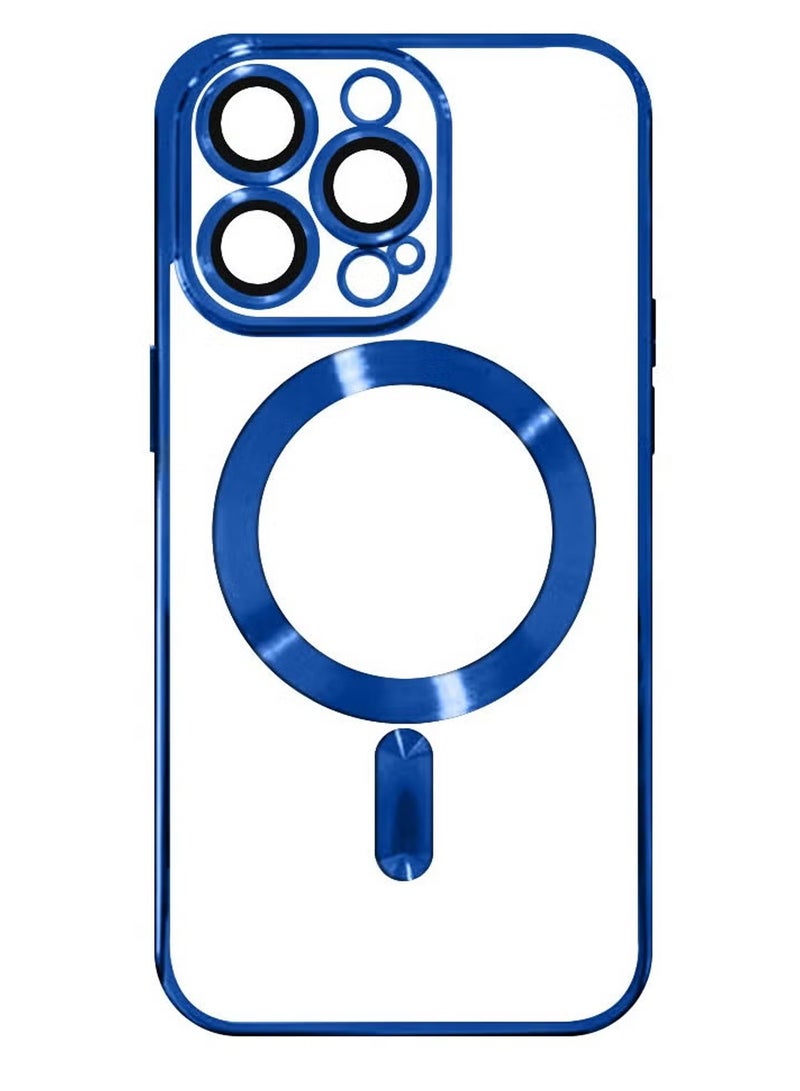 CATANES for 13 Pro Max Clear Case with Wireless Charging Compatible Back Cover with Electroplating Shockproof Frame Blue - Image 4