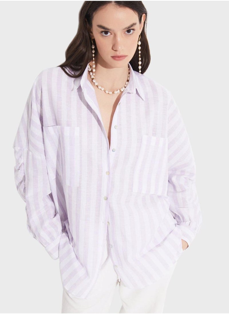 JUNE - Striped Button Down Shirt - Image 1