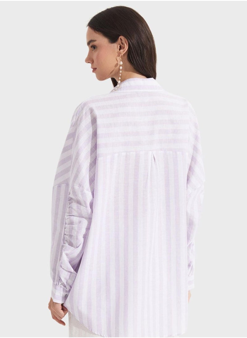 JUNE - Striped Button Down Shirt - Image 1