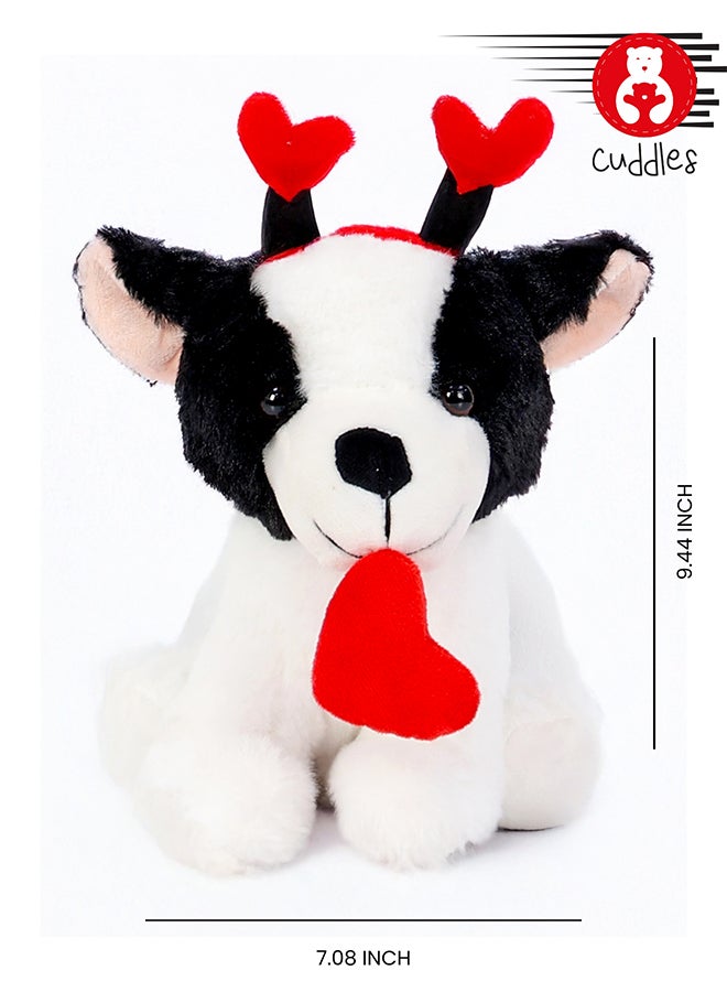 Cuddles Cute Puppy Stuffed Animal with Heart, 10″ White Soft Stuffed Puppy Plush Toy, Cuddles Valentines Day Gifts for Him And Her, Gifts For Girlfriend Boyfriend - Image 4
