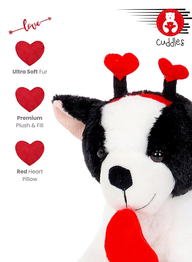 Cuddles Cute Puppy Stuffed Animal with Heart, 10″ White Soft Stuffed Puppy Plush Toy, Cuddles Valentines Day Gifts for Him And Her, Gifts For Girlfriend Boyfriend - Image 3