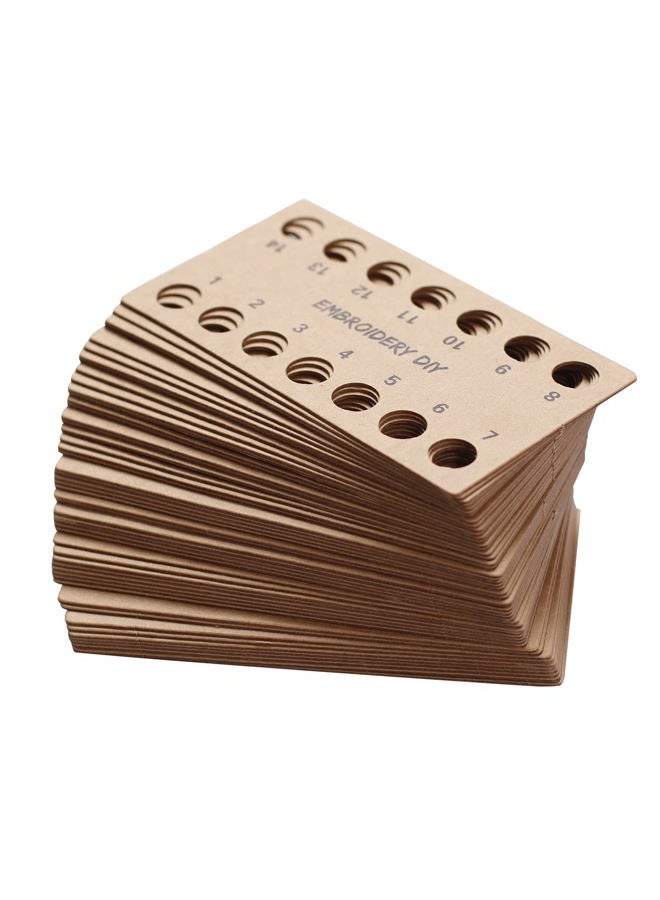 Bonroy 50 Pack Embroidery Floss Brown Paper Cross Stitch Thread Holder 14 Positions Embroidery Thread Storage Tool for Work Studio Craft Class Storage Organizer - Image 1