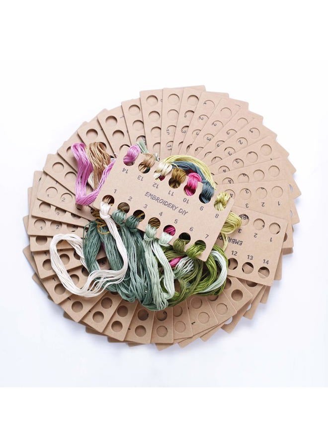 Bonroy 50 Pack Embroidery Floss Brown Paper Cross Stitch Thread Holder 14 Positions Embroidery Thread Storage Tool for Work Studio Craft Class Storage Organizer - Image 4