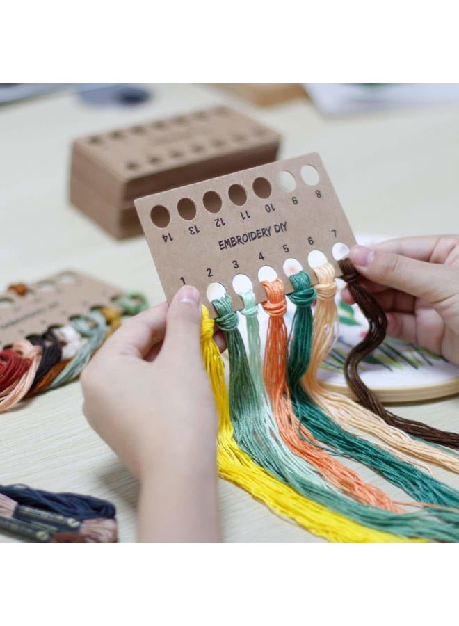 Bonroy 50 Pack Embroidery Floss Brown Paper Cross Stitch Thread Holder 14 Positions Embroidery Thread Storage Tool for Work Studio Craft Class Storage Organizer - Image 5
