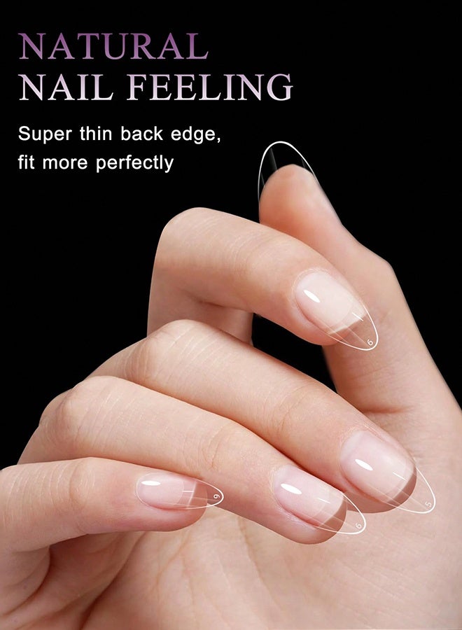 Generic 240pcs soft gel nail tips, semi-matte full coverage press-on nail pieces, almond french false nails, thin in front and thick in the back, more fit and firm, peelable gel extension nail capsules, press-on nails, nail art supplies for girls and women manicure DIY  - Image 3