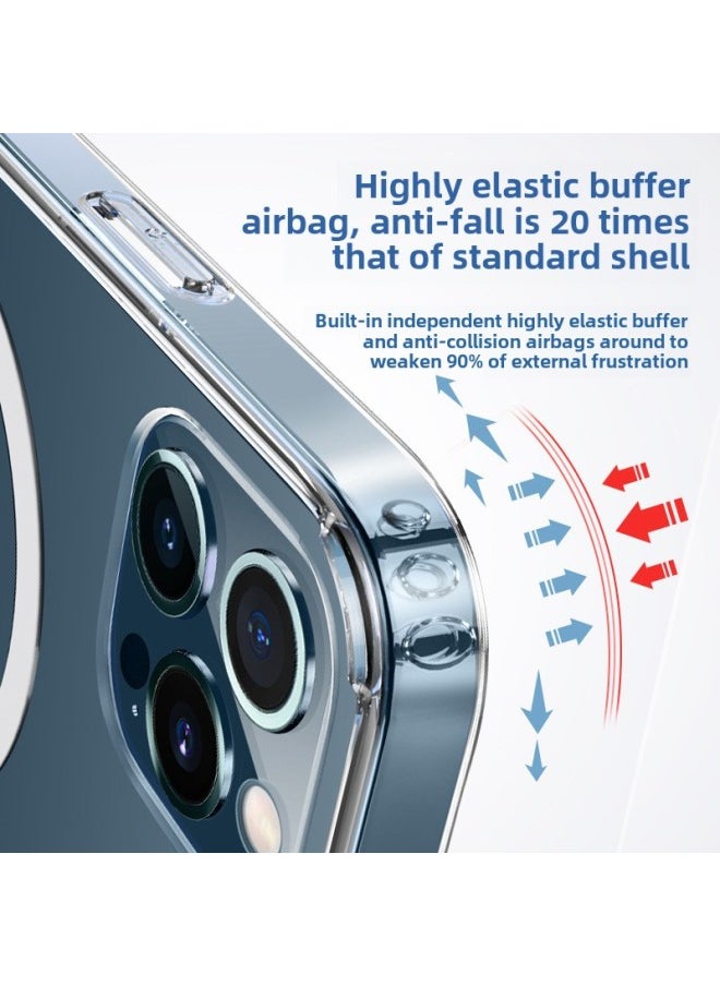 IPhone16promax Transparent Magnetic Mobile Phone Case For Magsafe Apple 15pro Wireless Charger Protective Case-Color:Transparent Magnetic Shell-Boxed-Applicable Model:iPhone 16promax