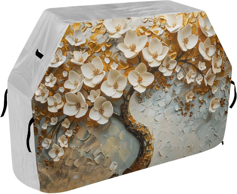 senya Premium Grill Cover Waterproof White Flower Tree Oil Painting Barbecue Cover Fade Resistant BBQ Cover Heavy Duty Fits Grill Widths Up to 25 in - Image 2