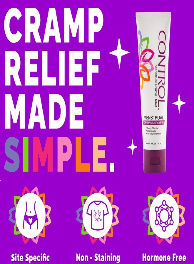CONTROL, Menstrual Cramp Relief Cream, Topical Pain Relief for Period Cramps and PMS, Period Relief Products, Fast and Effective, Easy to Use, Safe for All Ages, Hormone Free, All Natural, 3 oz Tube. - Image 2