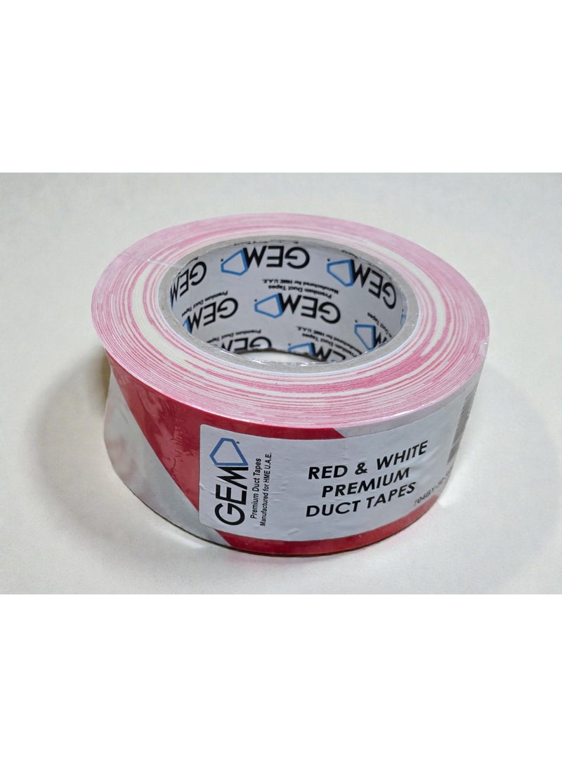 جم شريط تحذيري جيم أحمر وأبيض 50 م × 25 مم – شريط تحديد عالي الوضوح، لاصق قوي، موديل 704BY-50 RD/WH - Image 2