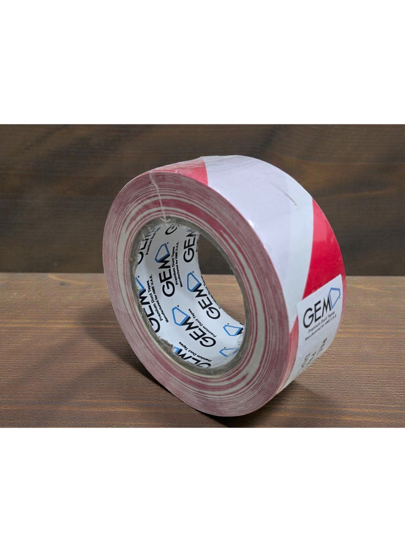 جم شريط تحذيري جيم أحمر وأبيض 50 م × 25 مم – شريط تحديد عالي الوضوح، لاصق قوي، موديل 704BY-50 RD/WH - Image 4