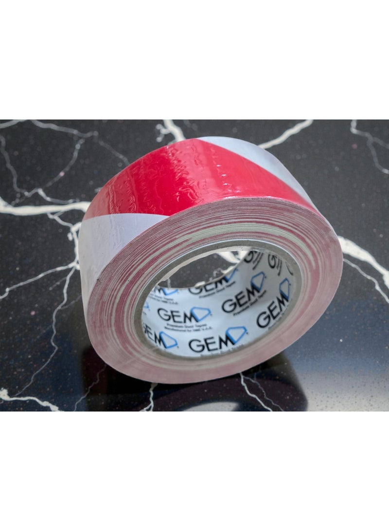 جم شريط تحذيري جيم أحمر وأبيض 50 م × 25 مم – شريط تحديد عالي الوضوح، لاصق قوي، موديل 704BY-50 RD/WH - Image 5