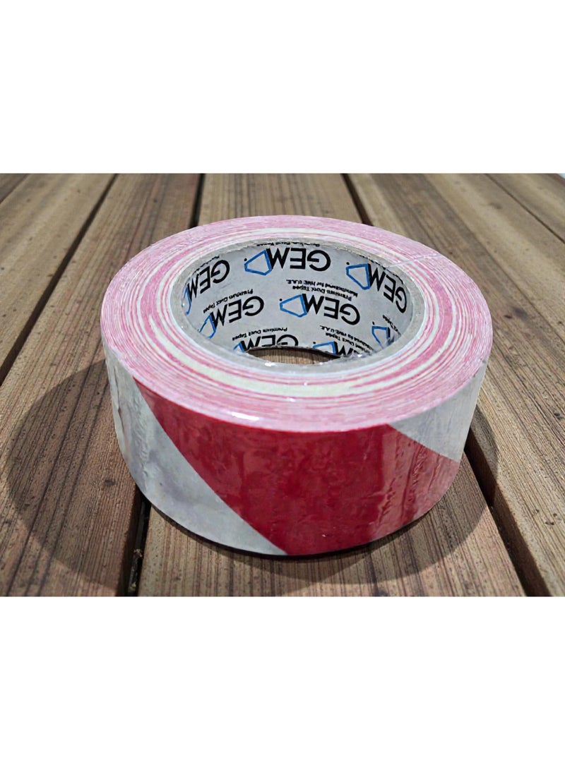 جم شريط تحذيري جيم أحمر وأبيض 50 م × 25 مم – شريط تحديد عالي الوضوح، لاصق قوي، موديل 704BY-50 RD/WH - Image 3