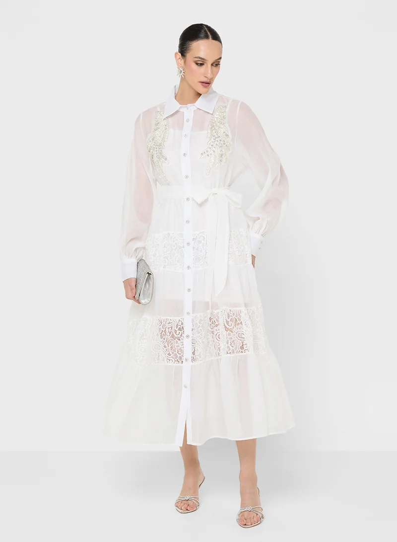 Khizana Embellished Shirt Dress