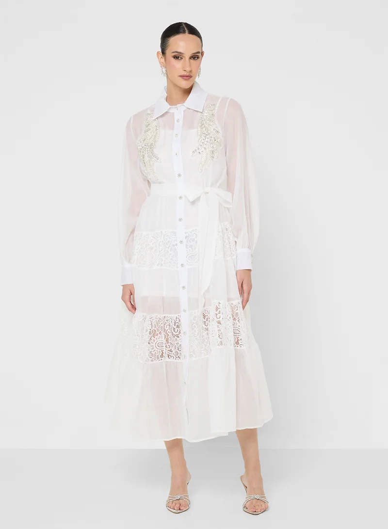 Khizana Embellished Shirt Dress