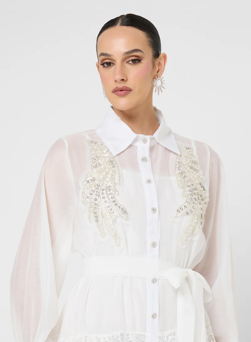 Khizana Embellished Shirt Dress