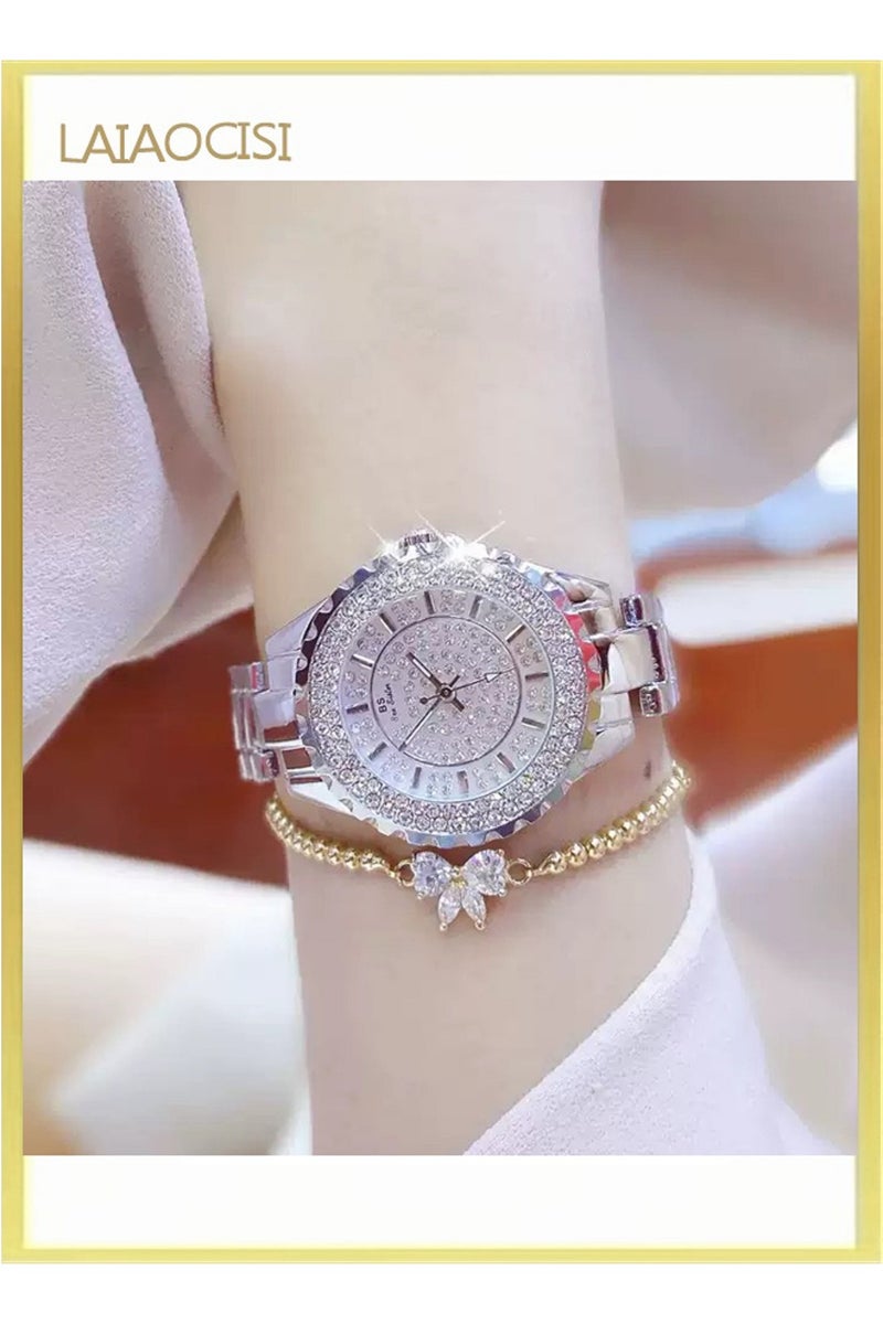 لياوسيسي ساعة يد نسائية من الفولاذ المقاوم للصدأ مع سوار - Image 1