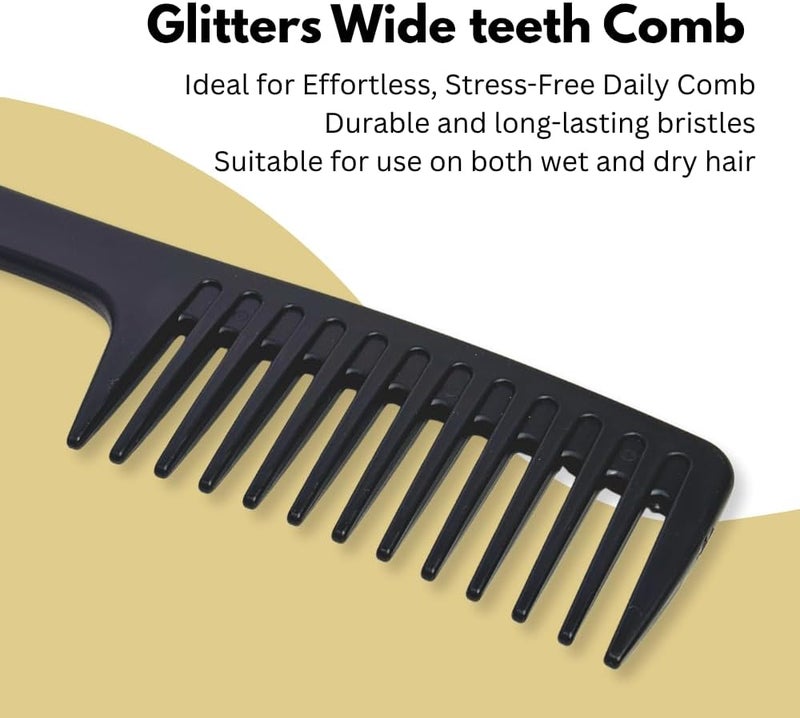 Glitters Wide Tooth Shower Comb with Hook, 2 Pack, Black and Blue - Image 2