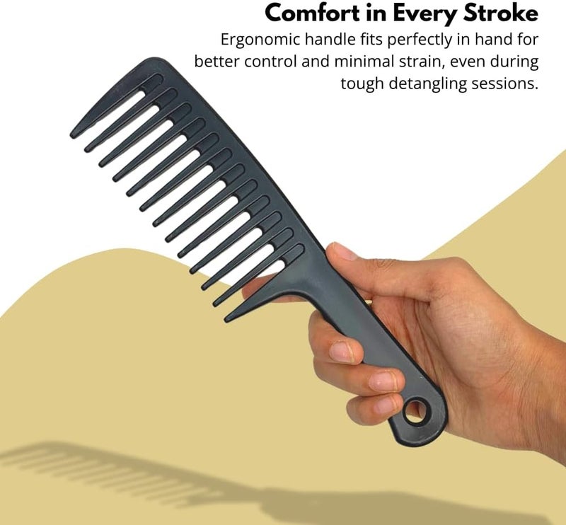 Glitters Wide Tooth Shower Comb with Hook, 2 Pack, Black and Blue - Image 4