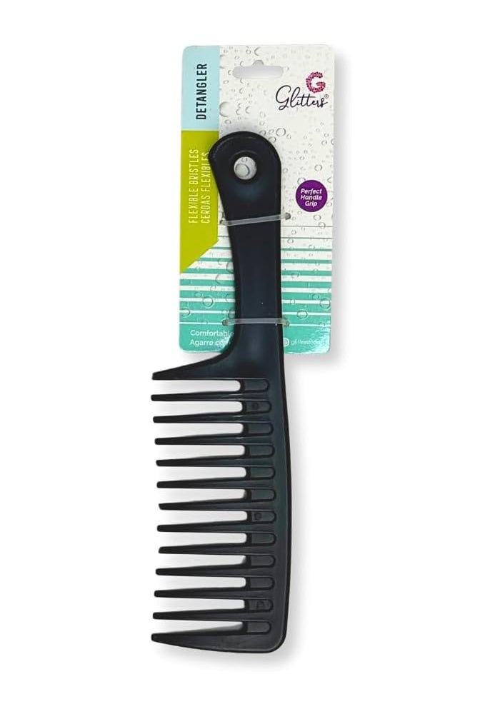 Glitters Wide Tooth Shower Comb with Hook, 2 Pack, Black and Blue - Image 1