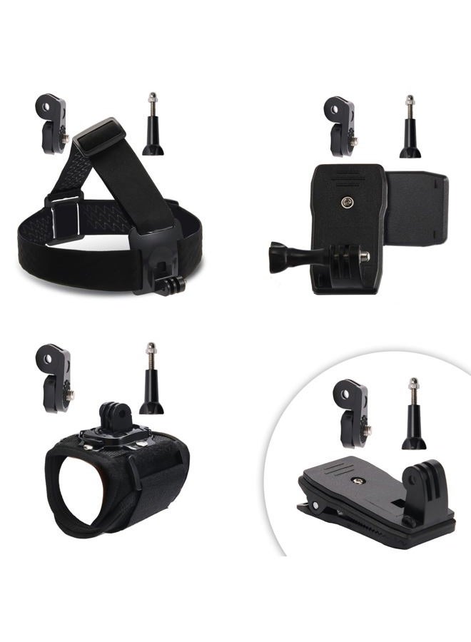 CamKix Accessories Kit for Insta360 and GoPro (Headband Mount + Backpack Clip Holder + 360° Rotating Wrist Strap) - Image 1