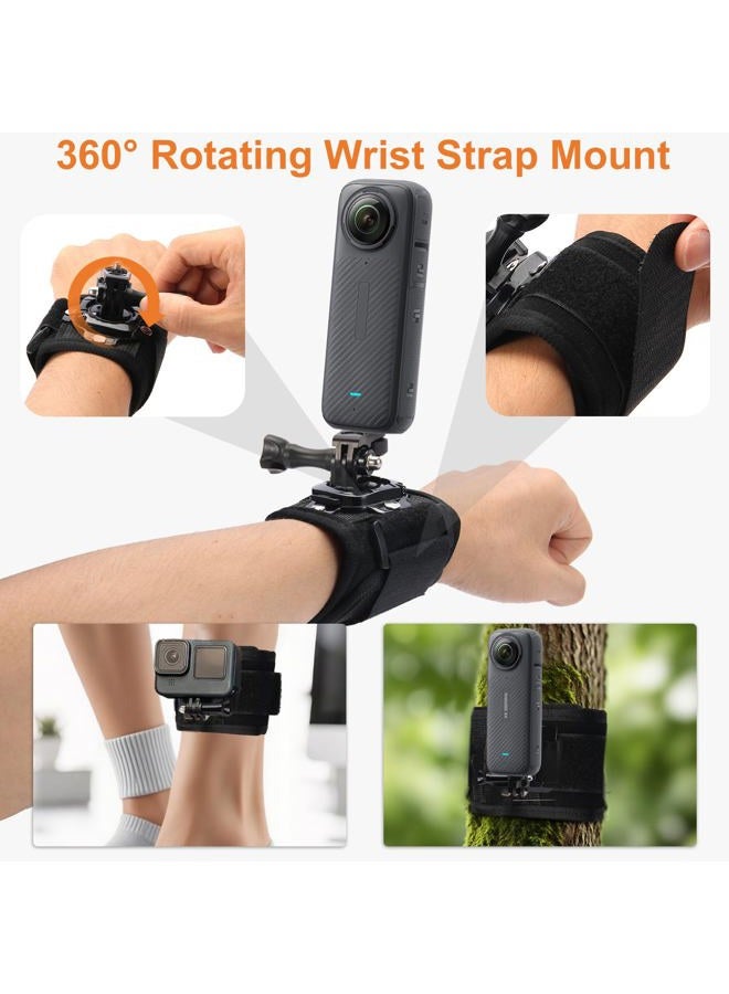CamKix Accessories Kit for Insta360 and GoPro (Headband Mount + Backpack Clip Holder + 360° Rotating Wrist Strap) - Image 4