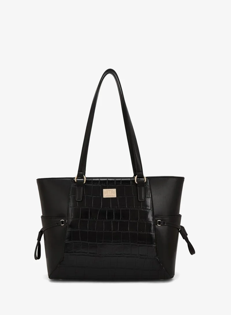 Textured Tote Bag With Zipper Closure