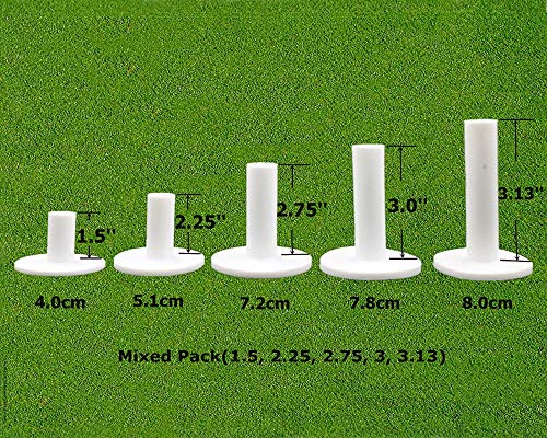 FINGER TEN Golf Rubber Tees Driving Range Value 5 Pack, Mixed Size or 5 Same Size for Practice Mat (White 5 Pack(1.5,2.25,2.75,3,3.13)) - Image 1