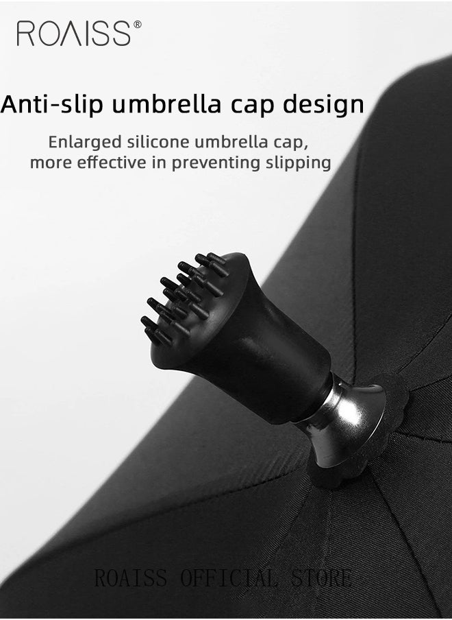 roaiss 8 Rib Multifunctional Crutch Umbrella Long Handle Climbing Umbrella with Full Carbon Fiber Wind Resistant and Anti Rust Umbrella Ribs Elderly Dual Purpose Umbrella for Rain and Shine  - Image 3