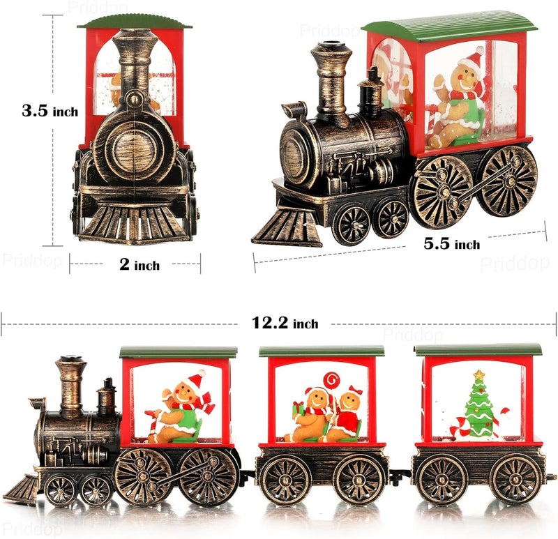 Priddop Gingerbread Snow Globe Christmas Train Classic Relief Texture Battery Powered LED Glitter Christmas Decorations Indoor - Image 5