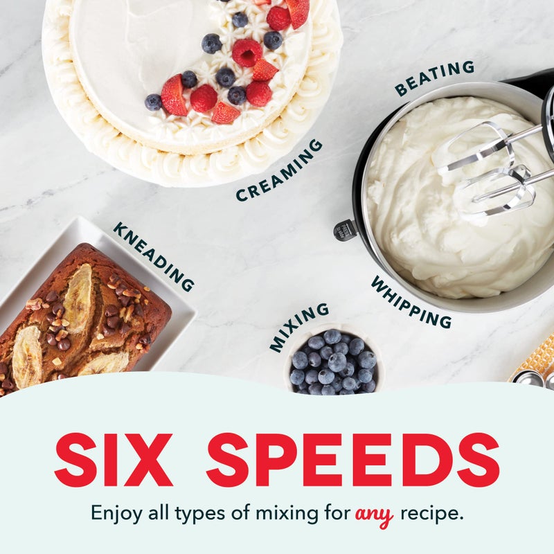 Dash Stand Mixer (Electric Mixer for Everyday Use): 6 Speed Stand Mixer with 3 qt Stainless Steel Mixing Bowl, Dough Hooks & Mixer Beaters for Dressings, Frosting, Meringues & More - Black - Image 3