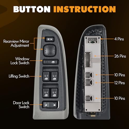 ASOPARTS 15883323 Front Driver Side Door Lock and Power Window Switch & Gray Bezel Cover Fit for 2003-2008 Chevy Avalanche Silverado Suburban Tahoe GMC Yukon Sierra Yukon XL Cadillac Escalade, 901-075 - Image 5