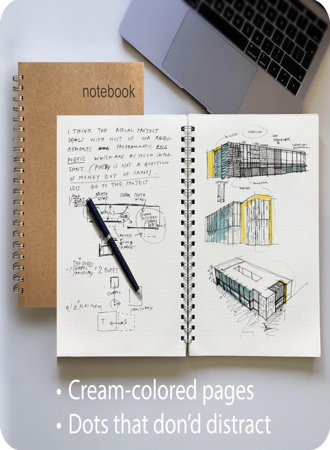 le vent Set of 2 A4 Large Spiral Notebooks (8.5"x11") Hardcover - 8x11 Journal Refills with 100 gsm Ink Proof Paper - Wirebound Business Notebook for Men and Women (Dot Paper) - Image 5