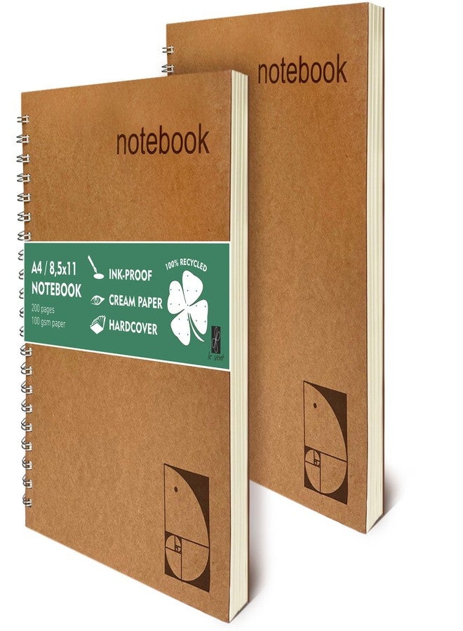le vent Set of 2 A4 Large Spiral Notebooks (8.5"x11") Hardcover - 8x11 Journal Refills with 100 gsm Ink Proof Paper - Wirebound Business Notebook for Men and Women (Dot Paper) - Image 1