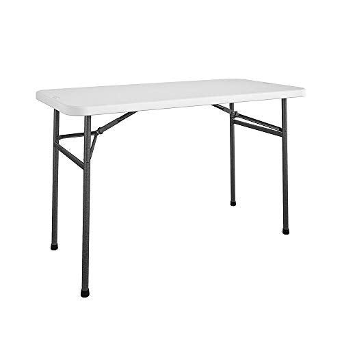 COSCO COSCO 4 ft Straight Folding Utility Table White Indoor  Outdoor Portable Desk Camping Tailgating  Crafting Table 