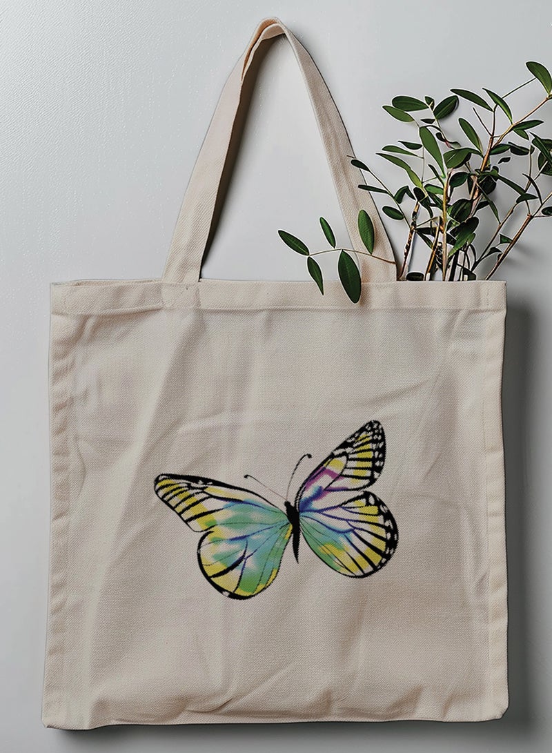 لوحة حقيبة يد بأحزمة كتف من البوليستر بتصميم فراشة ملونه - Image 1