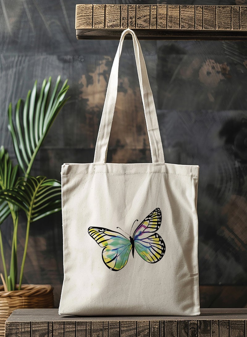 لوحة حقيبة يد بأحزمة كتف من البوليستر بتصميم فراشة ملونه - Image 3