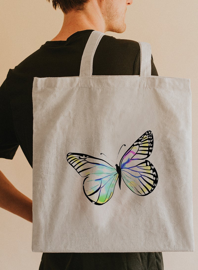 لوحة حقيبة يد بأحزمة كتف من البوليستر بتصميم فراشة ملونه - Image 2