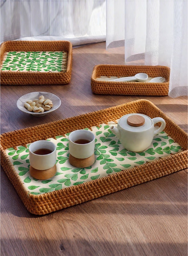 Rattan mother-of-pearl manual tray storage tray household garden fruit tray three piece suit  - Image 4