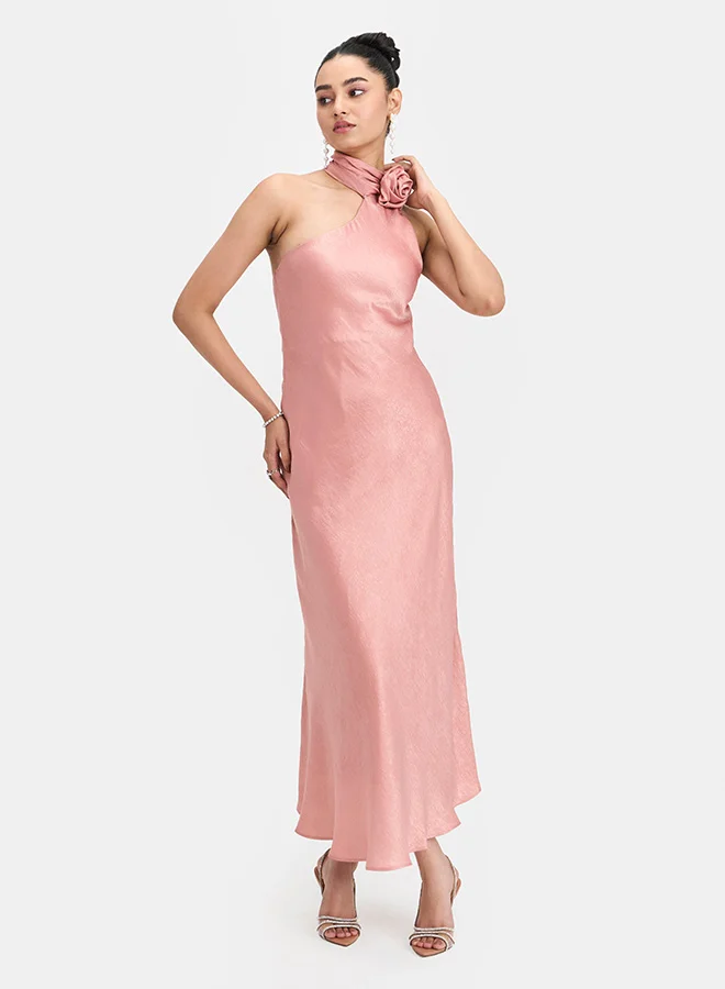 Virgio VIRGIO Satin Stretch Rose Detail Sash Slim Dress